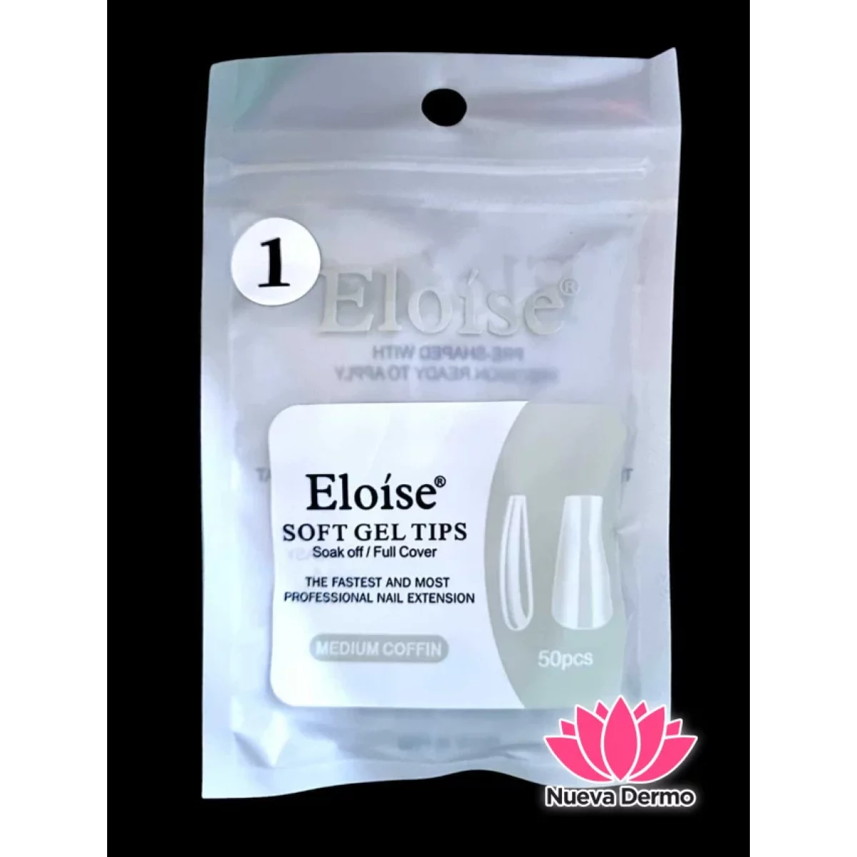 (REPUESTO) TIPS SOFT GEL MEDIUM COFFIN X50 EN BOLSITA (010724) ELOISE