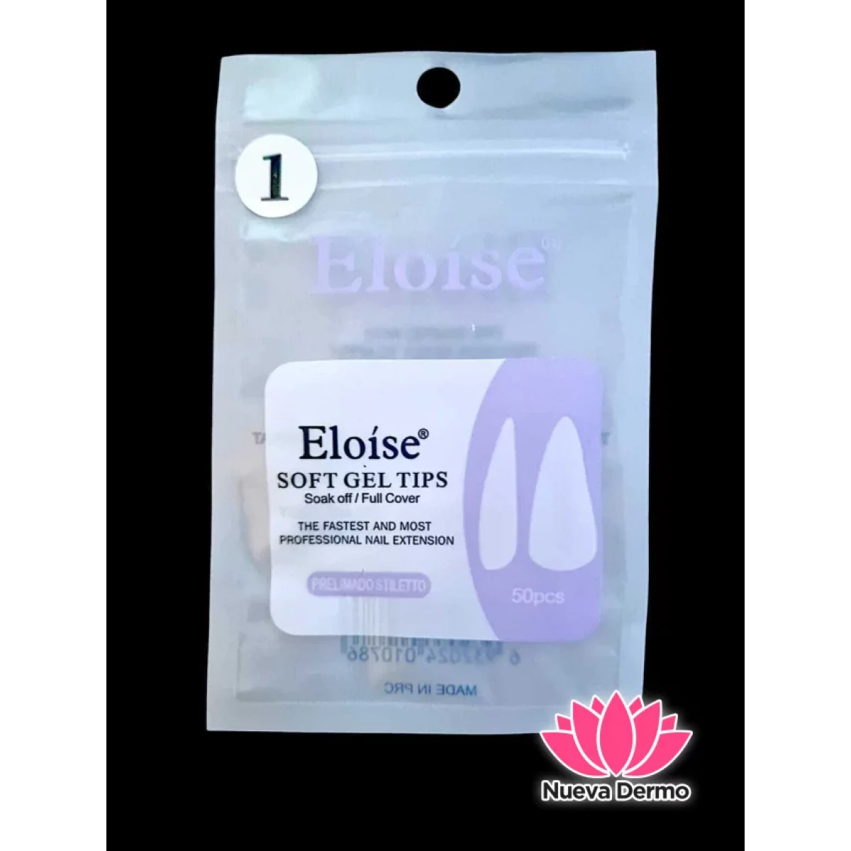 (REPUESTO) TIPS SOFT GEL PRELIMADO STILETTO X50 EN BOLSITA (010786) ELOISE