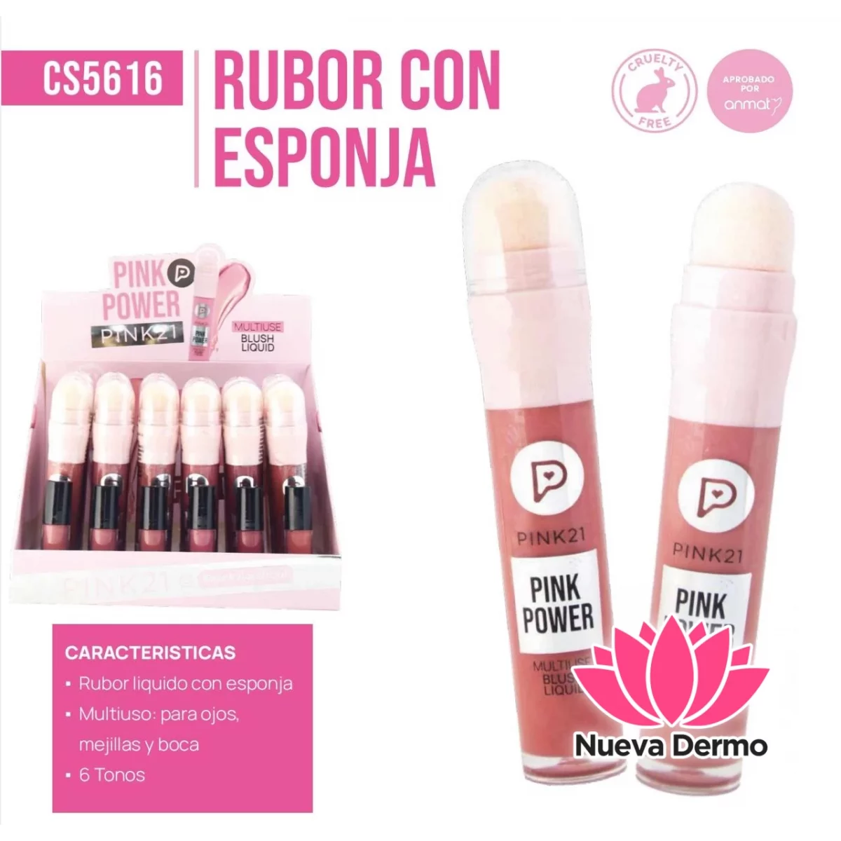RUBOR CON ESPONJA PINK21 CS5616/86156