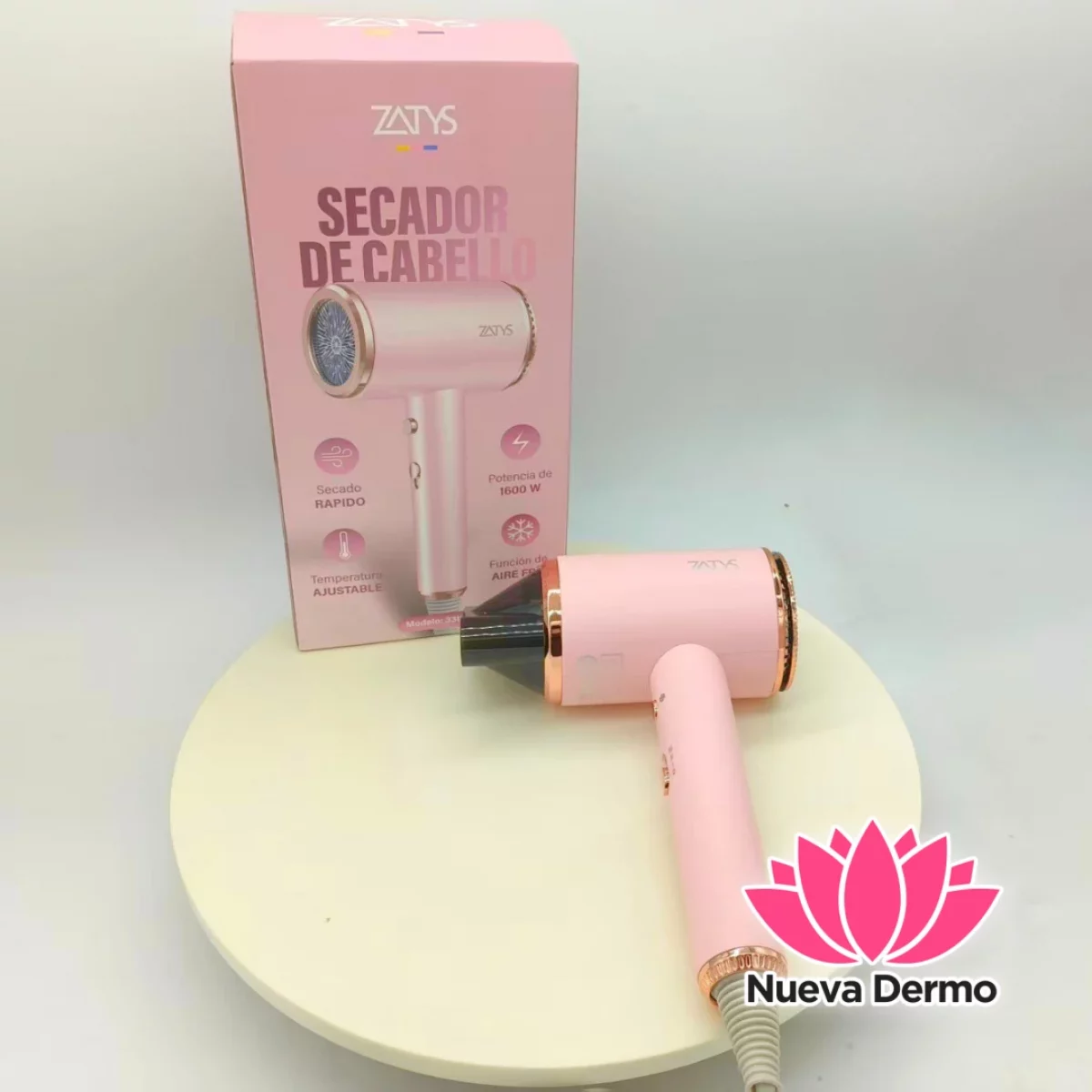 SECADOR DE CABELLO ROSA 1600 WATS – ZATYS