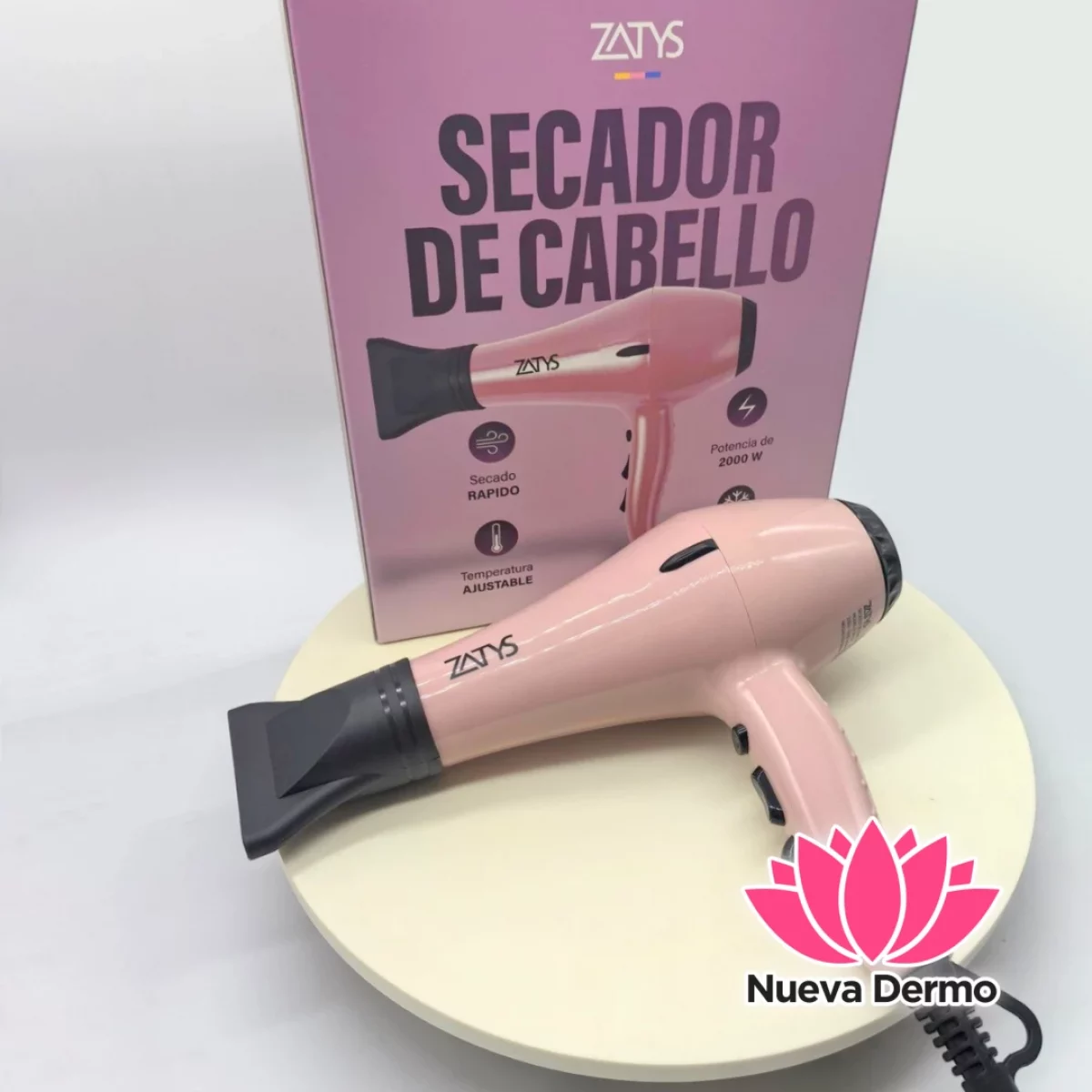 SECADOR DE CABELLO ROSA 2000 WATS – ZATYS