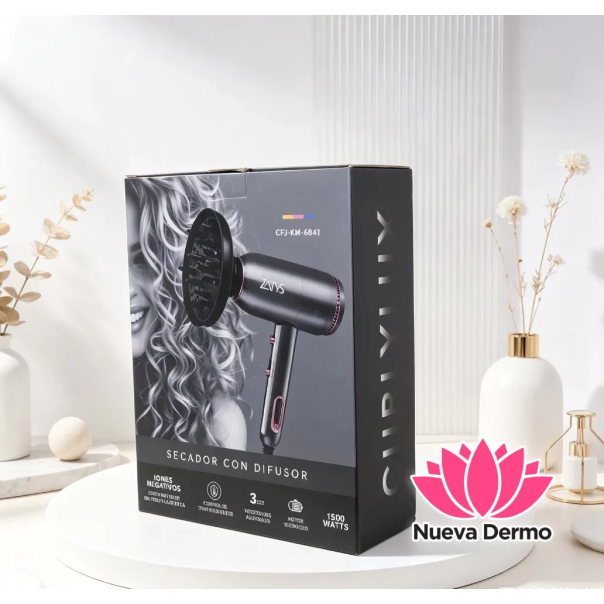 Secador De Pelo Profesional Con Difusor Curly Lux 1500W- Zatys
