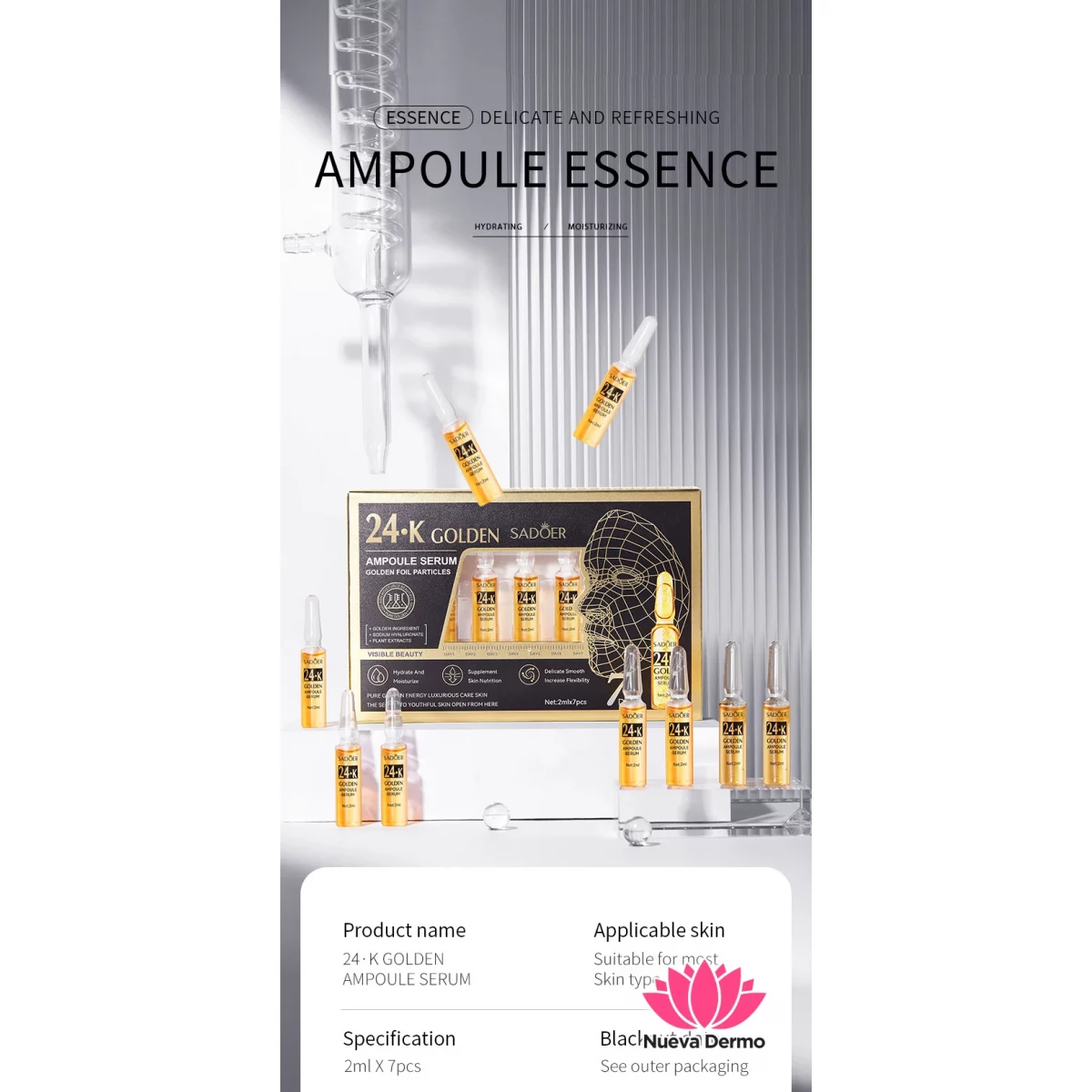 Serum Ampolla con Vitamina C Puro Hidratante Suavizante para la Piel 7*2ML 01329
