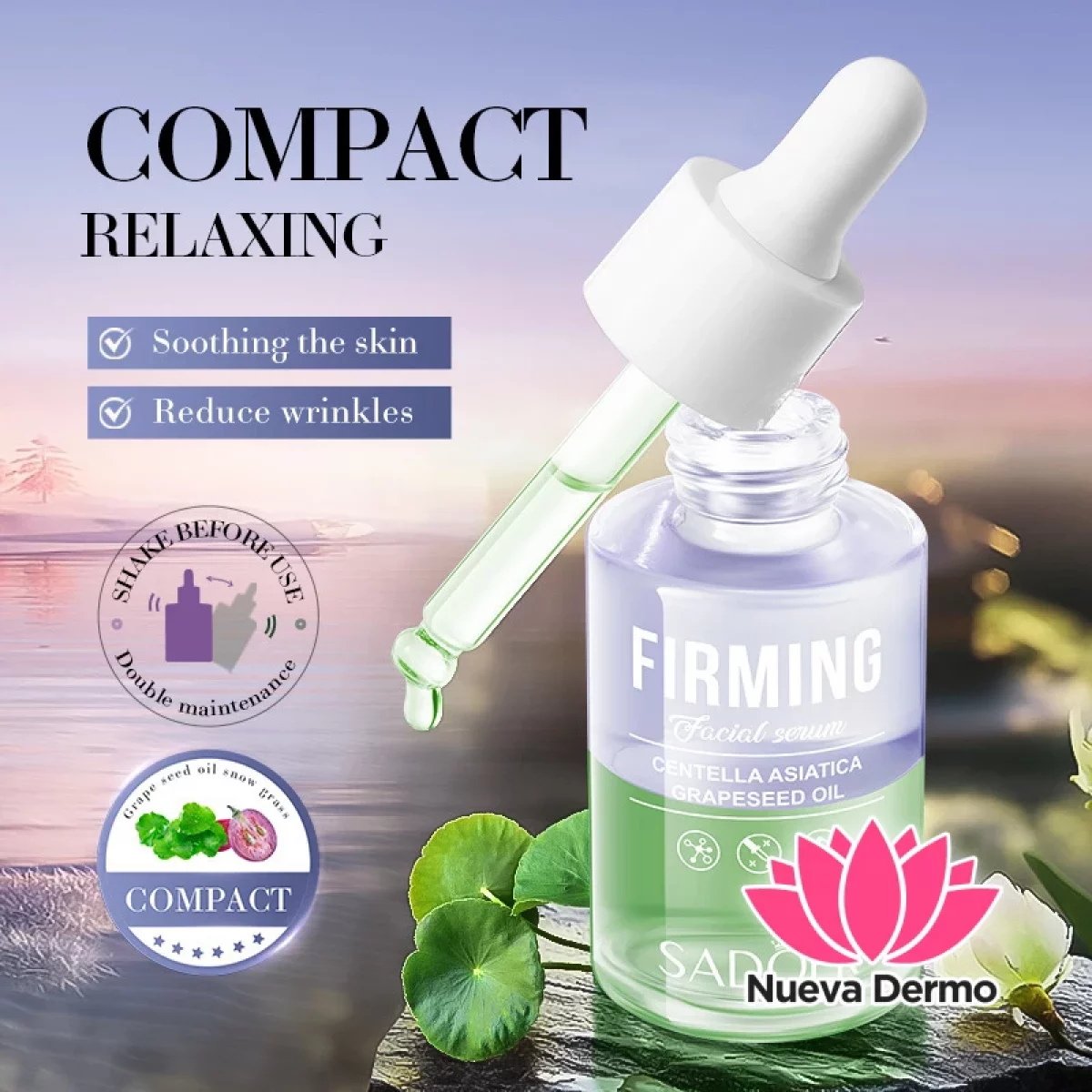 Sérum Bifásico con Aceite de Semilla de Uva y Centella Asiática