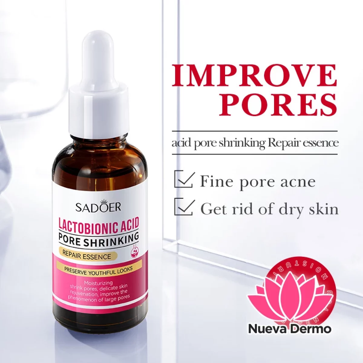 Serum Facial Acido Lactobionico Poros Reparador
