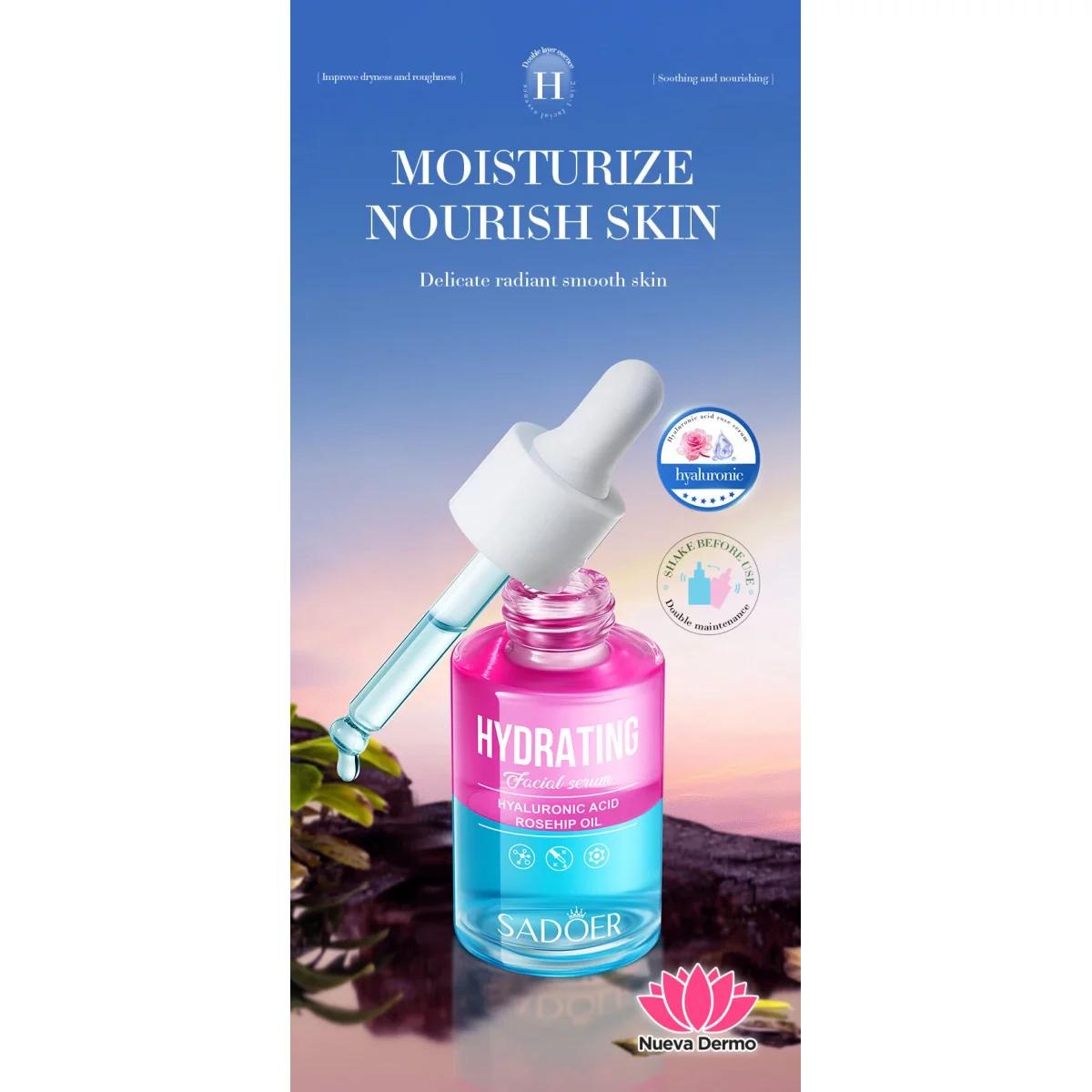 Serum Facial Doble Capa Acido Hialuronico Rosa