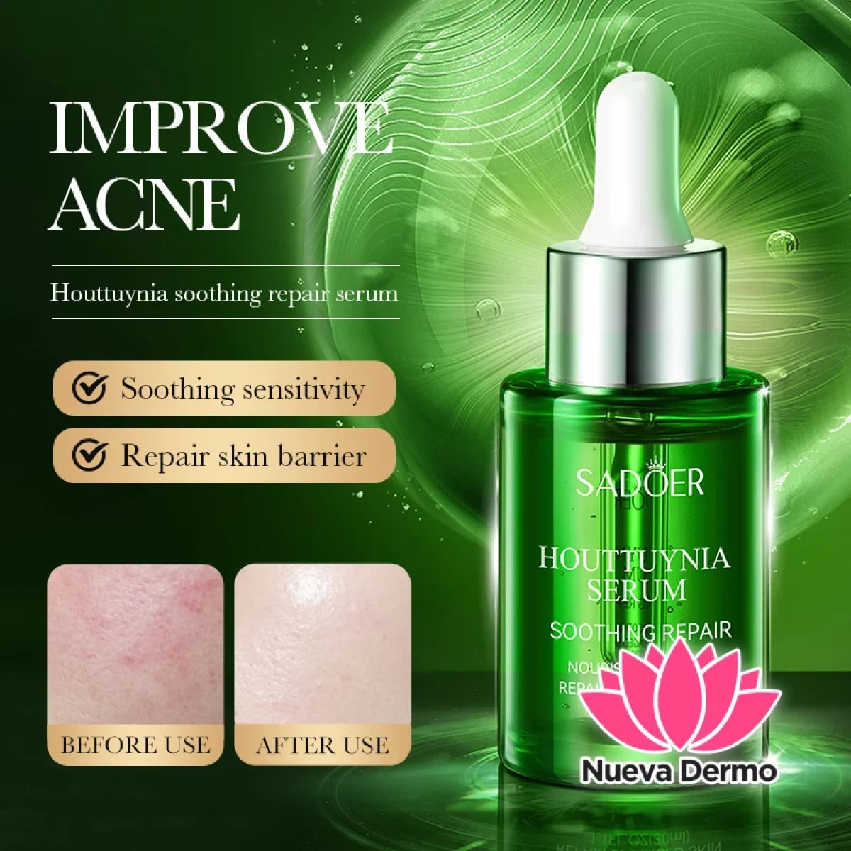 Serum Facial Houttuynia Cordata Hidratante Calmante 30ML