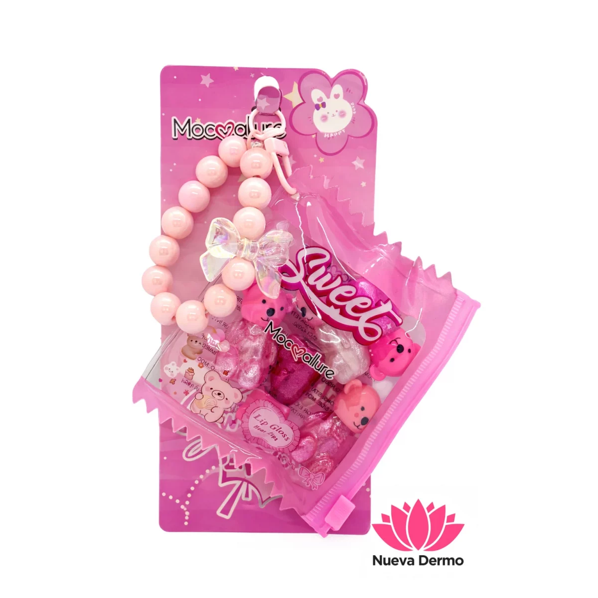 Set brillo labial 5u osito llaver sweet...