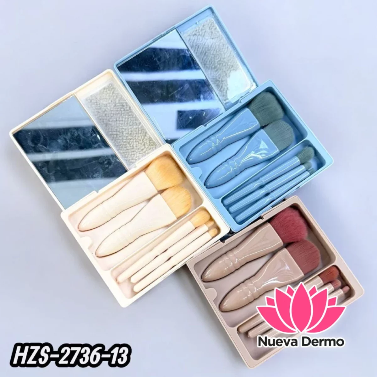 SET BROCHAS PARA MAQUILLAJE + ESPEJO TEI CD: HZS-2736-13