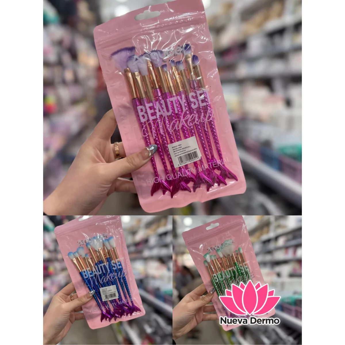 SET DE 10 BROCHAS SIRENA PARA MAQUILLAJE