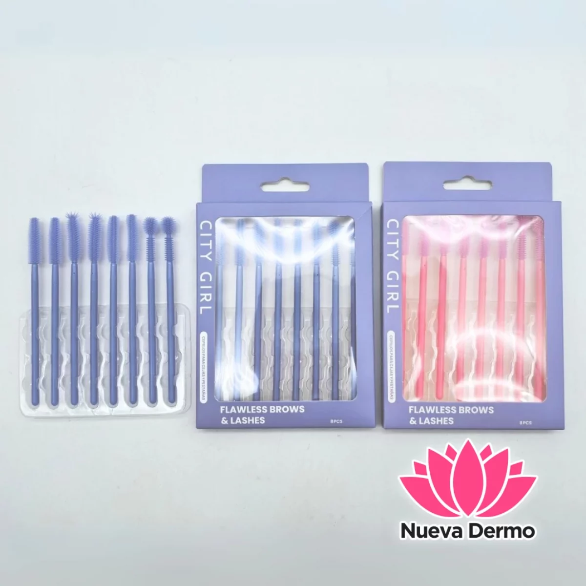 SET DE CEPILLOS DE SILICONA PARA CEJAS Y PESTAÑAS – CITY GIRL 8PCS