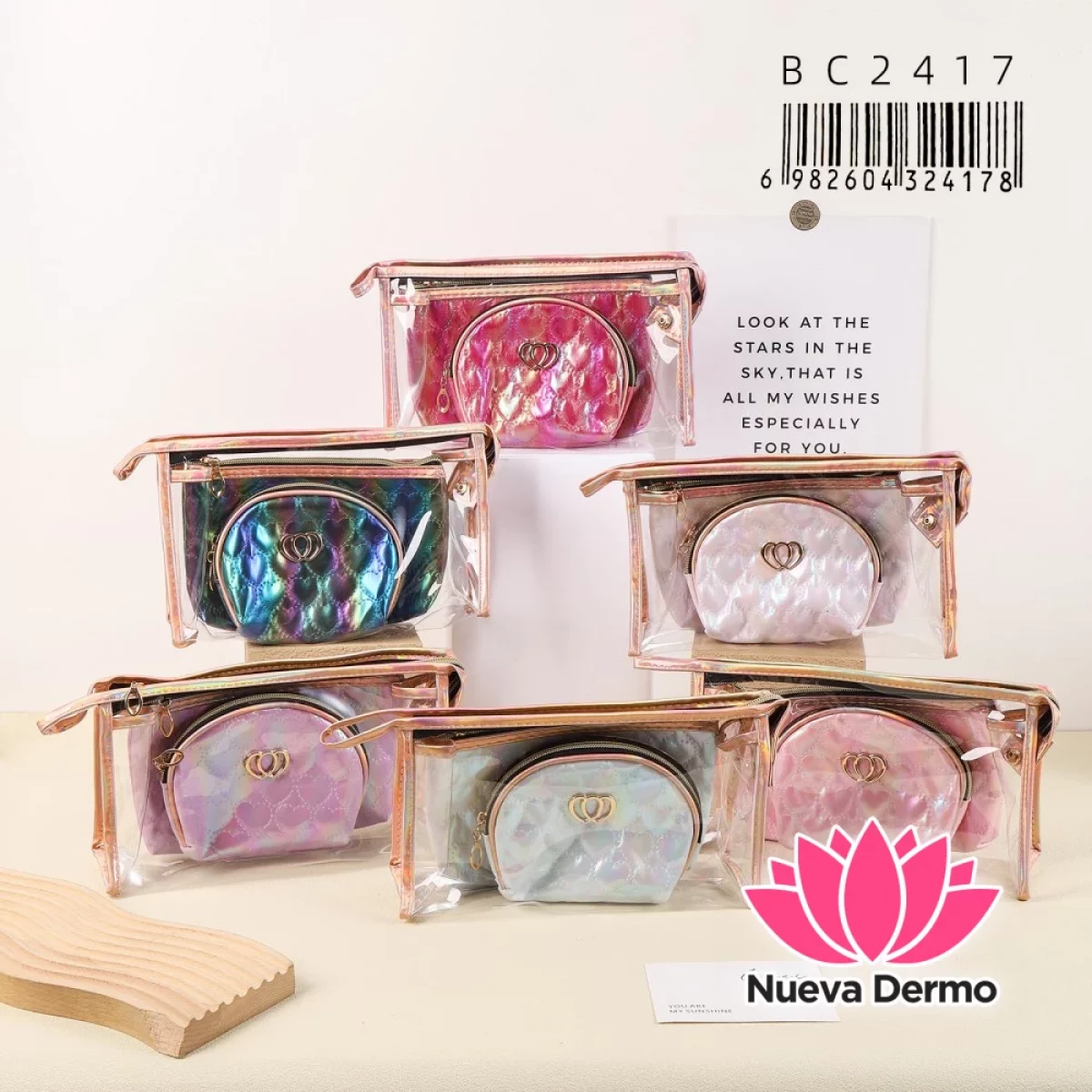 Set de Neceser Dúo Transparente con Monedero Interno de Glitter BC2417/24178