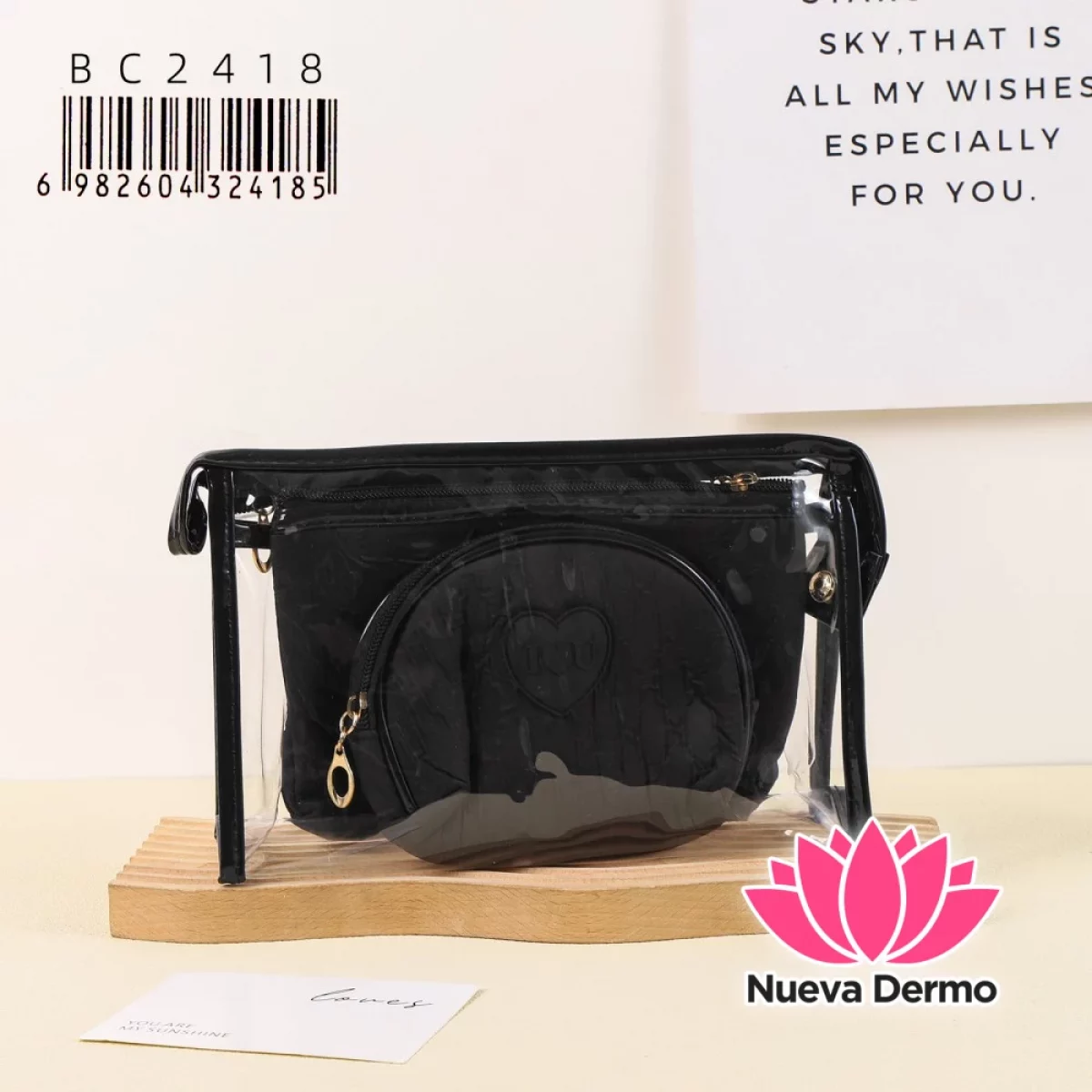 Set de Neceser Dúo Transparente con Monedero Interno de Red BC2425/24253