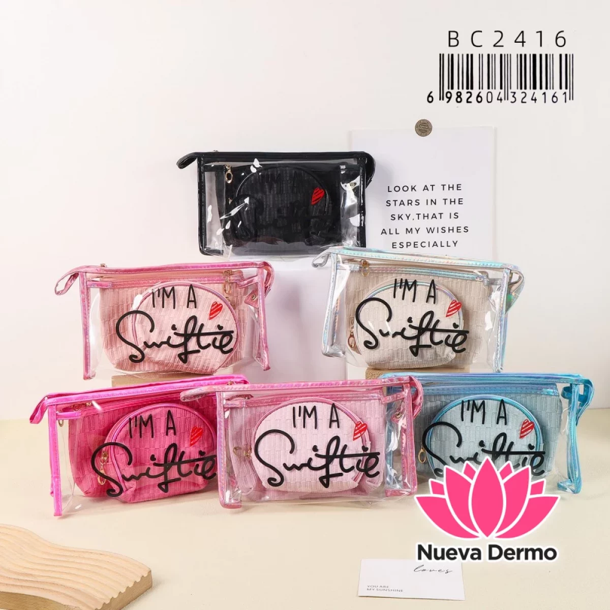 Set de Neceser Dúo Transparente con Monedero Interno Estampado BC2416/24161