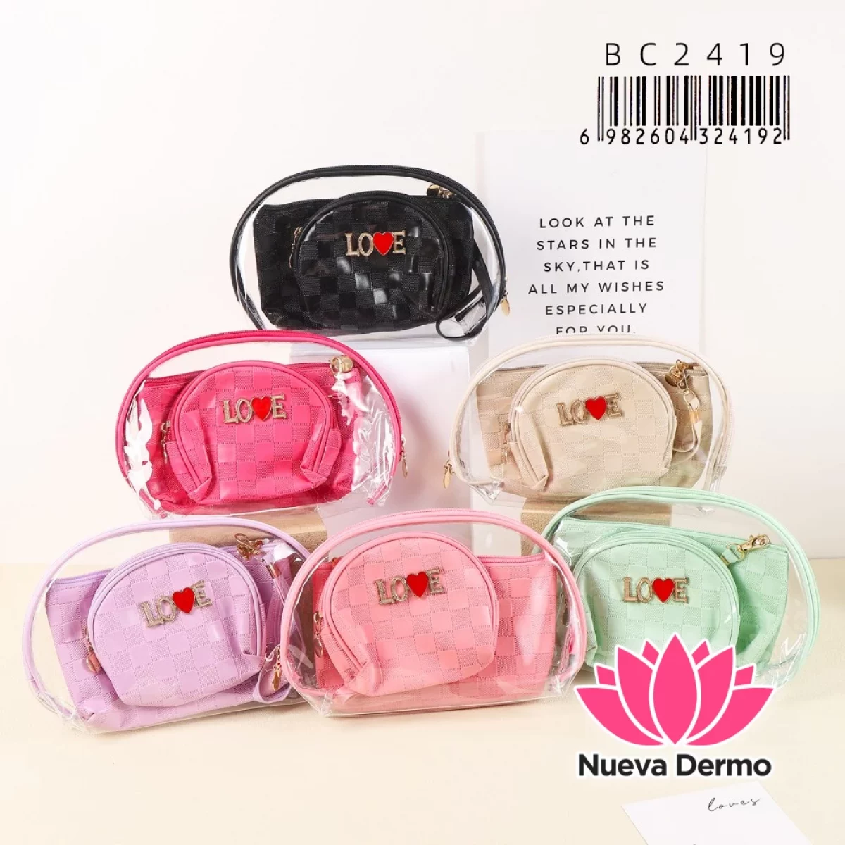 Set de Neceser Dúo Transparente con Monedero Interno y Detalle de Cerezas BC2419/24192