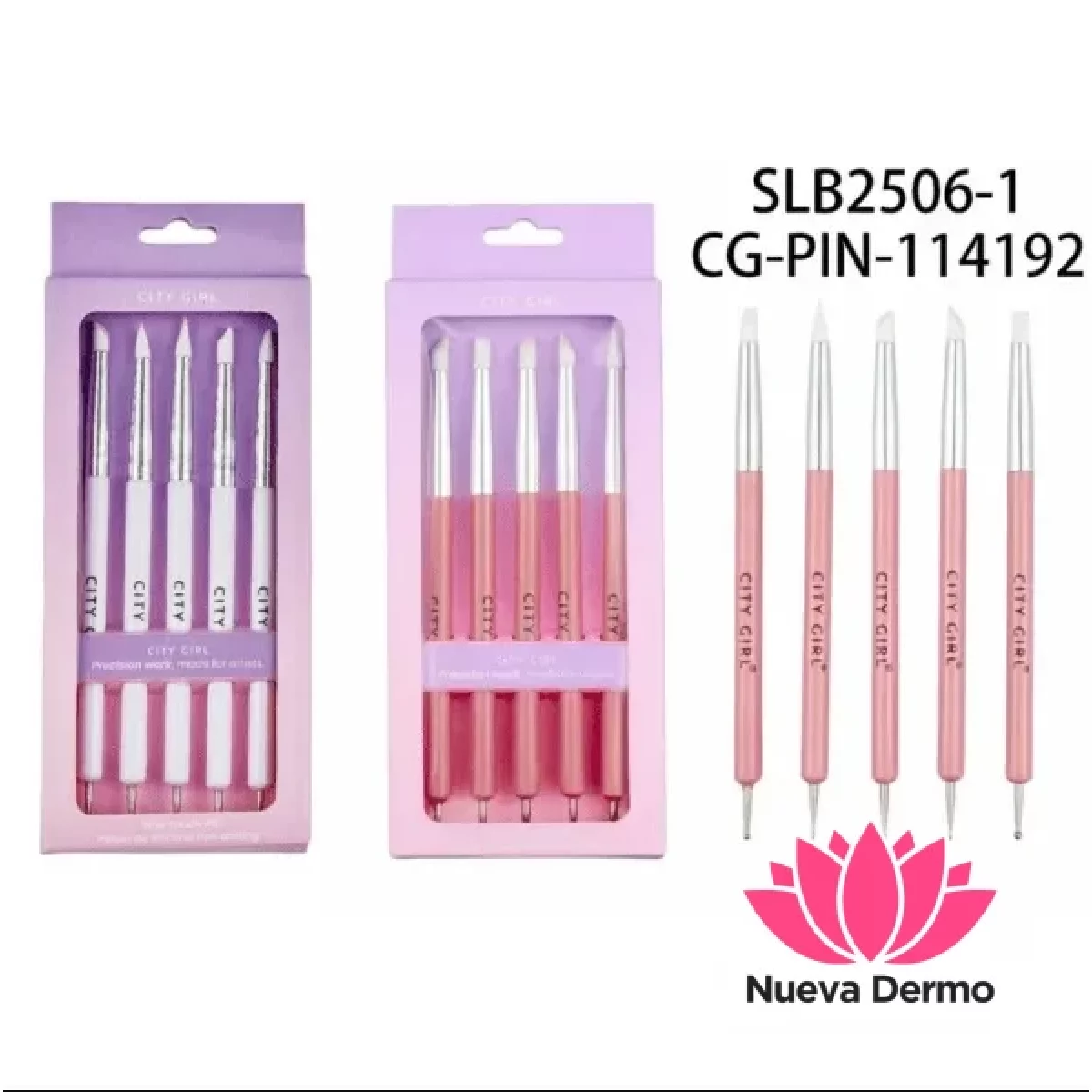 SET DE PINCEL DE SILICONA CON DOTTING 5PCS x2