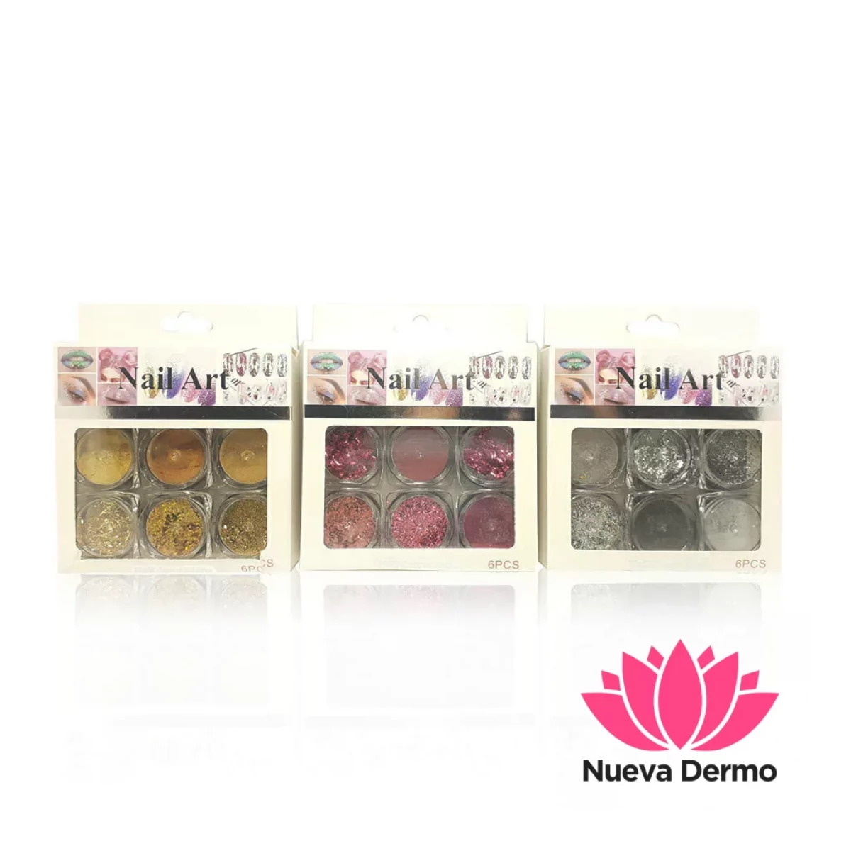 SET GLITTER DE UÑAS X6