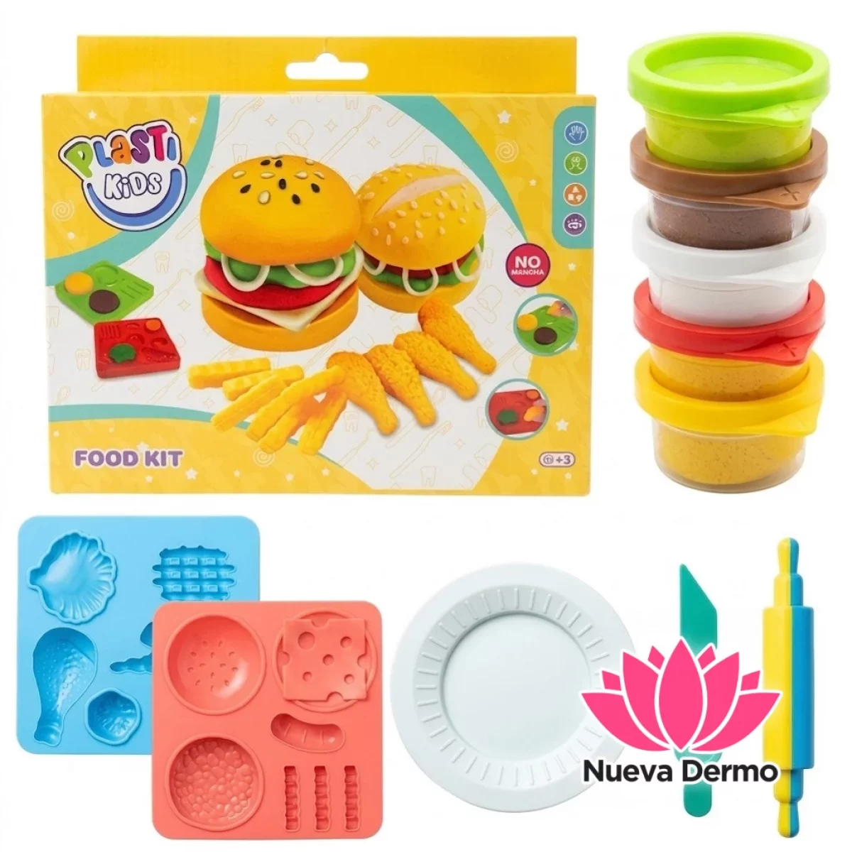 Set Juego Para Armar Hamburguesas 4 Masas Plasti Kids