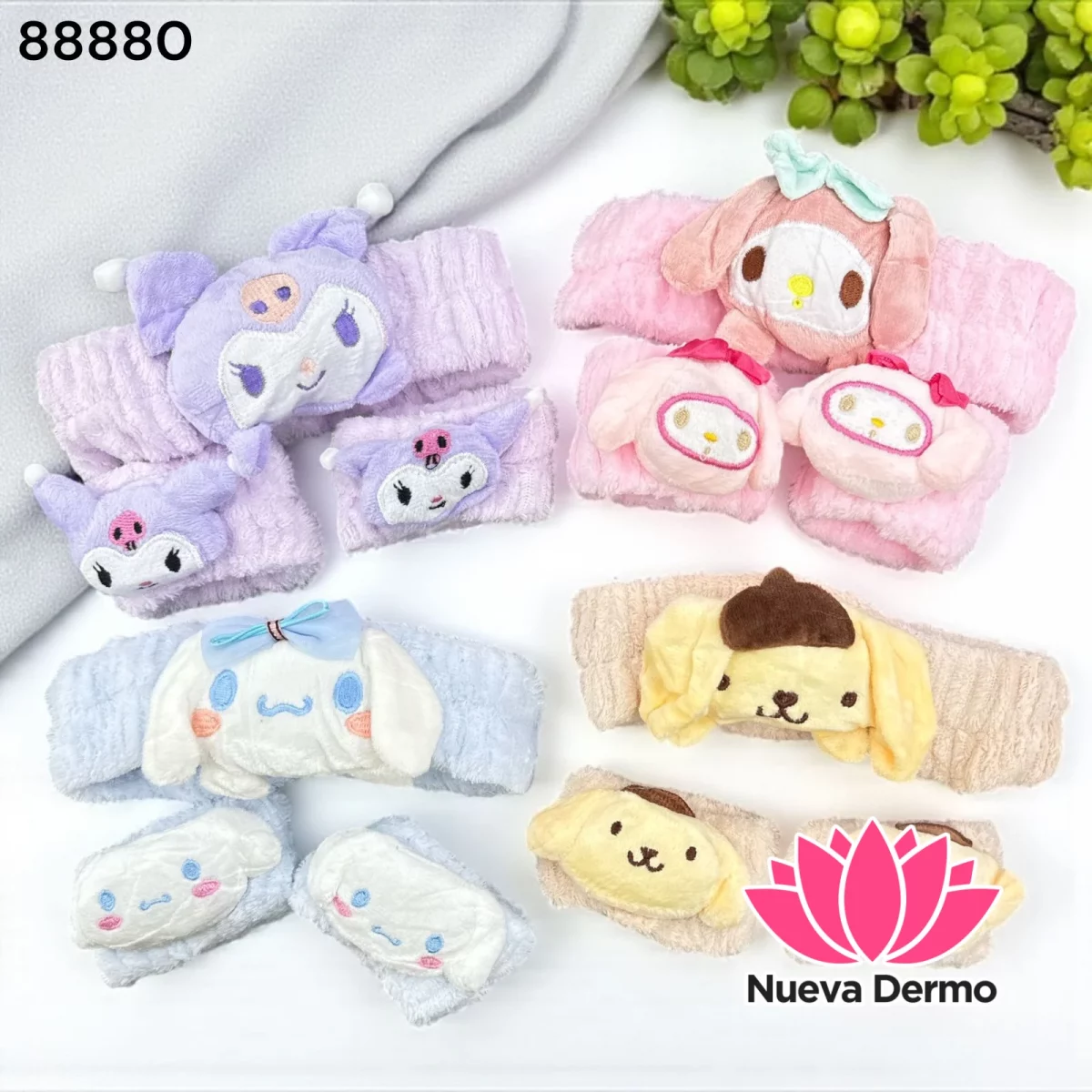 SET VINCHAS CON MUÑEQUERA PARA MAQUILLAJES NAEZ 88880