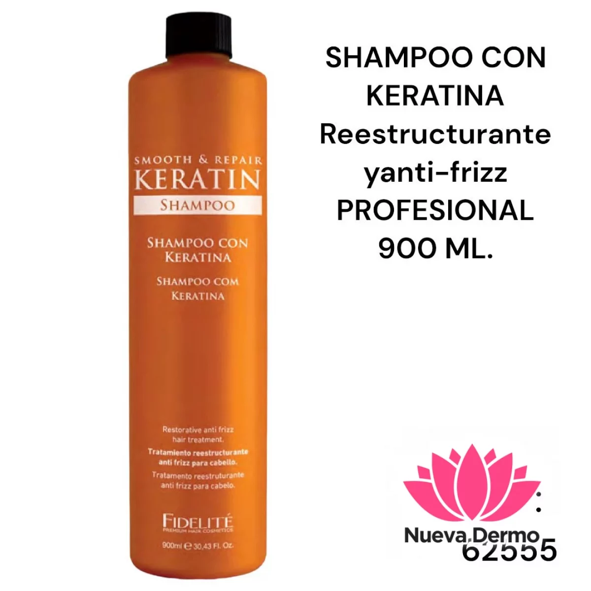 SHAMPOO COM KERATINA 900ML FIDELITE 62555 ART/729