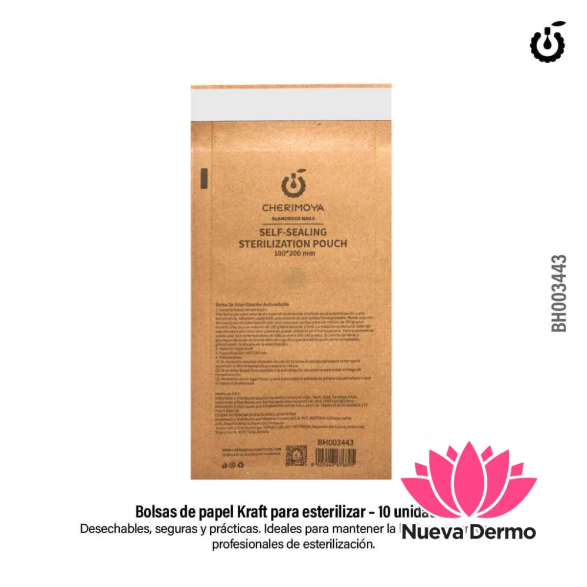 Sobre de Papel Kraft para Esterilizar Cherimoya 100 X 200 Mm X 10U