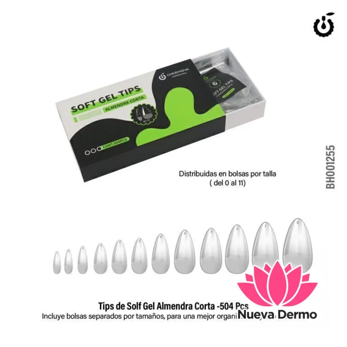 SOFT GEL TIPS ALMENDRA CORTA CHERIMOYA CD: BH001255