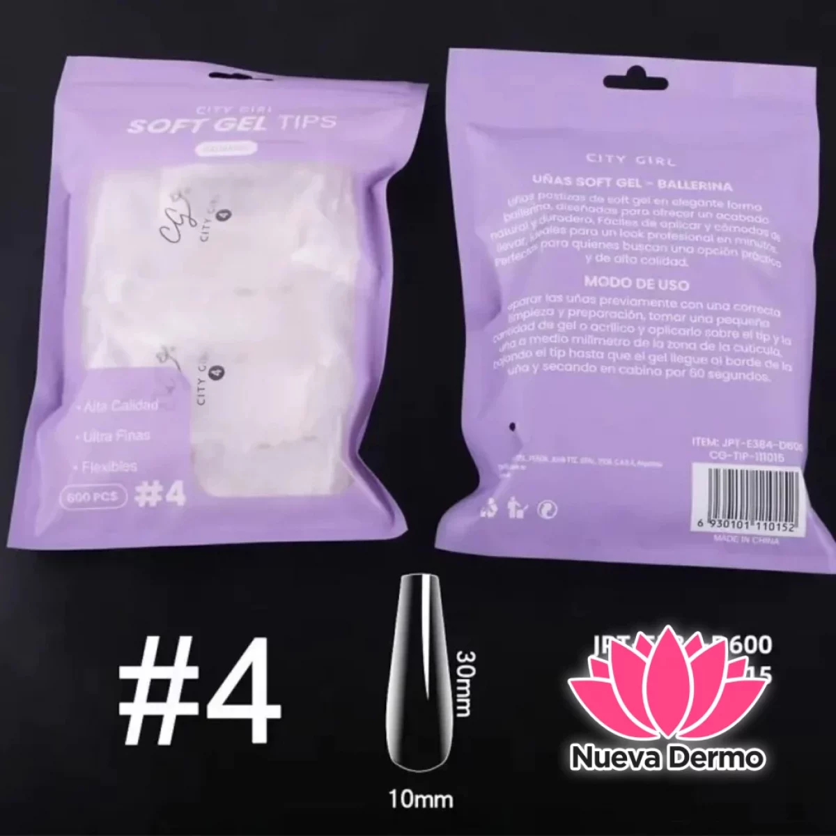 SOFT GEL TIPS COFFIN #4 CITY GIRL CD: 110152
