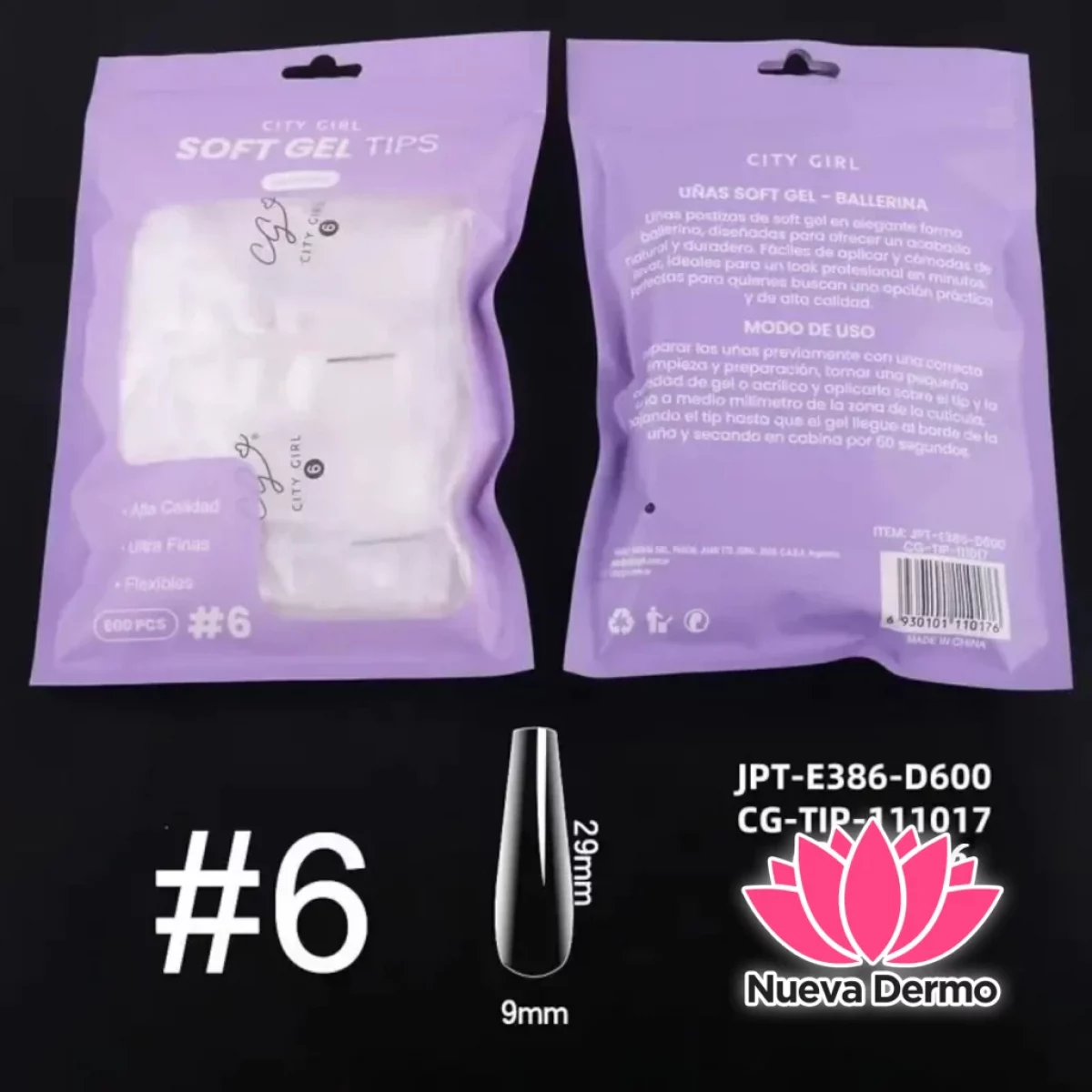 SOFT GEL TIPS COFFIN #6 CITY GIRL CD: 110176