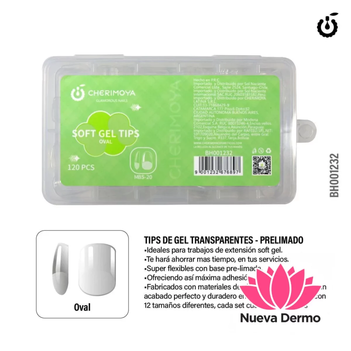 SOFT GEL TIPS OVAL 120PCS CHERIMOYA CD: BH001232