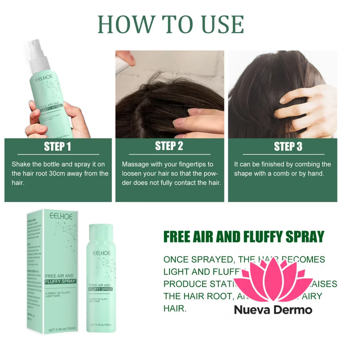 SPRAY SECA PELO /EELHOE FREE AIR AND FLUFFY SPRAY gfj16yx01/100ml MG-161