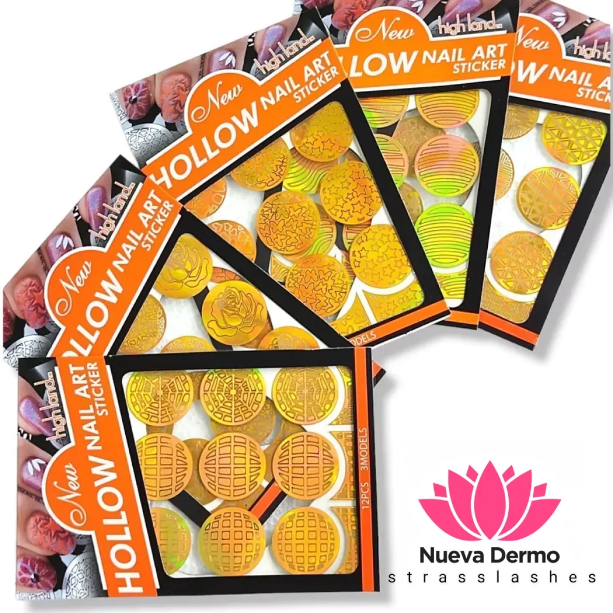 Stencil para uñas dorados x 12