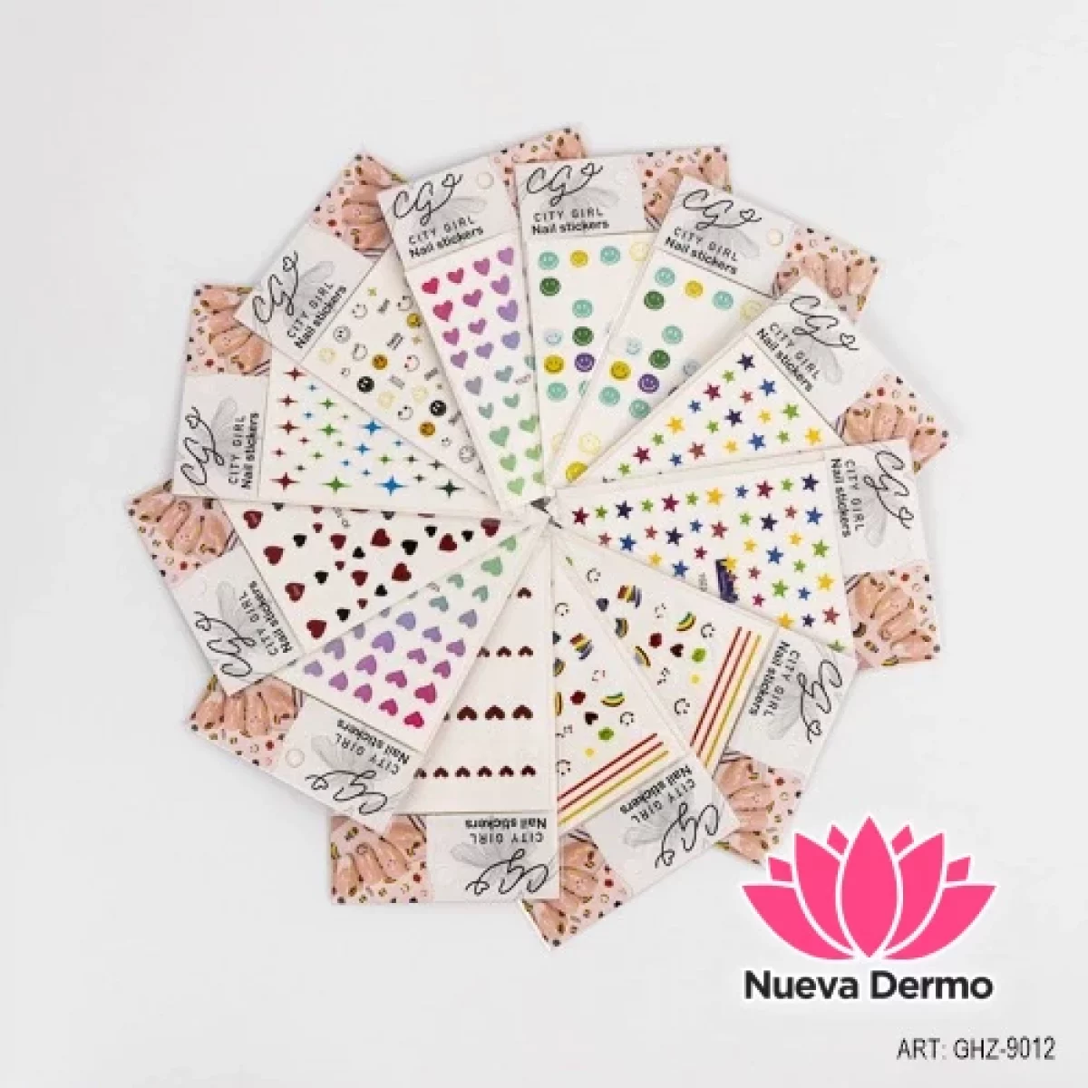 STICKER PARA DECORACION DE UÑAS PACK DE 12 UNIDADES