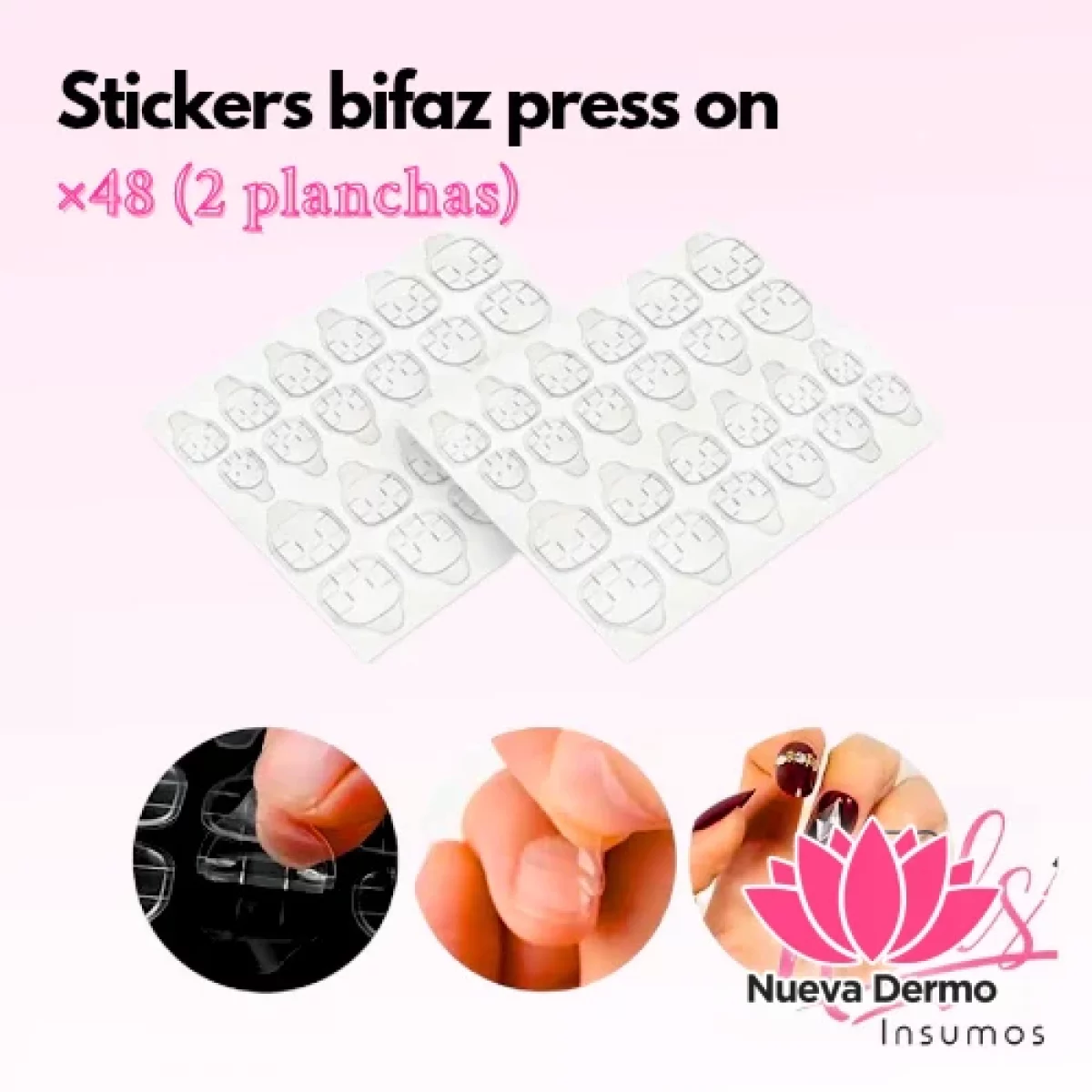 Stickers adhesivos bifaz para press on