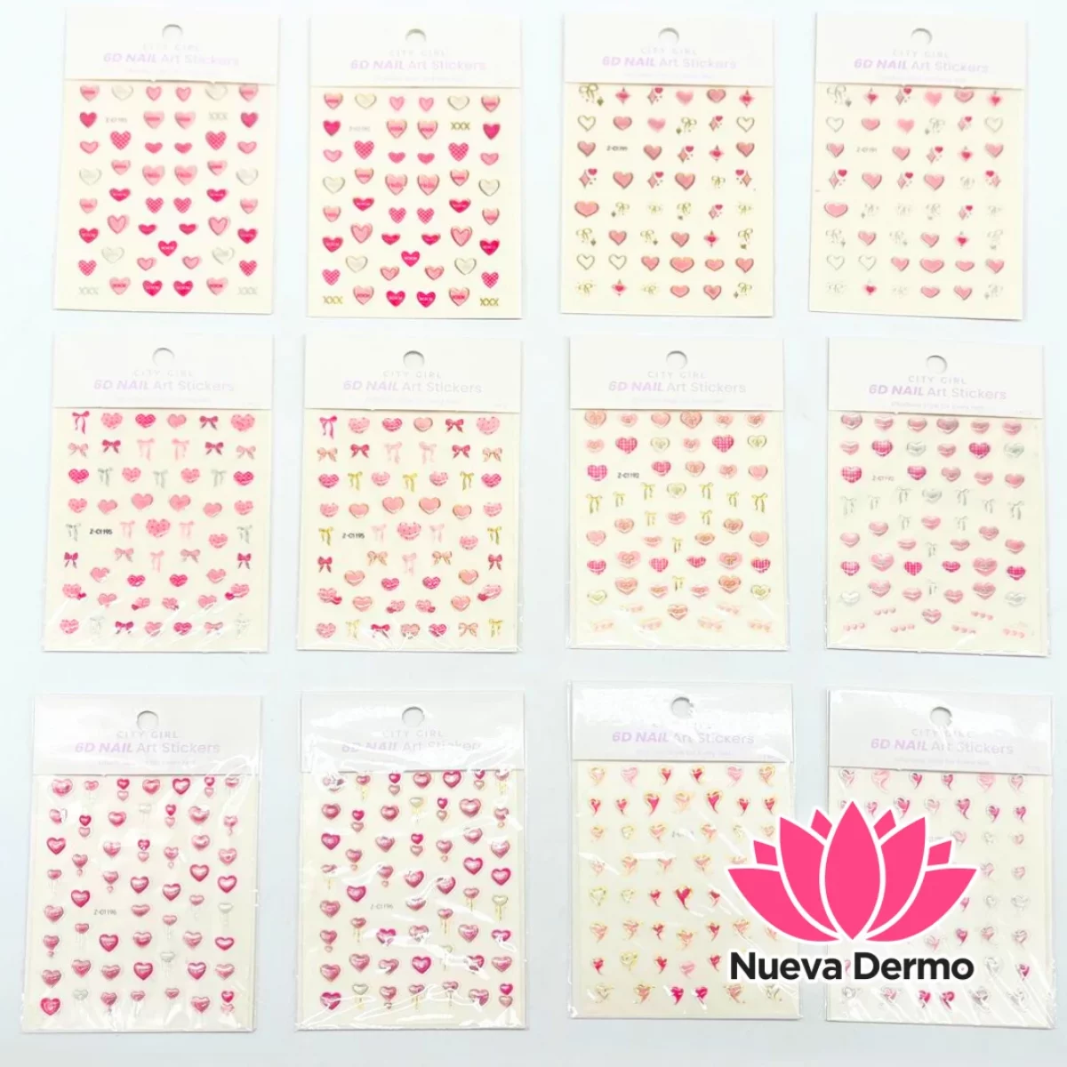 STICKERS CORAZONES + GLOBOS – PAQUETE 12 UNIDADES – CITY GIRL
