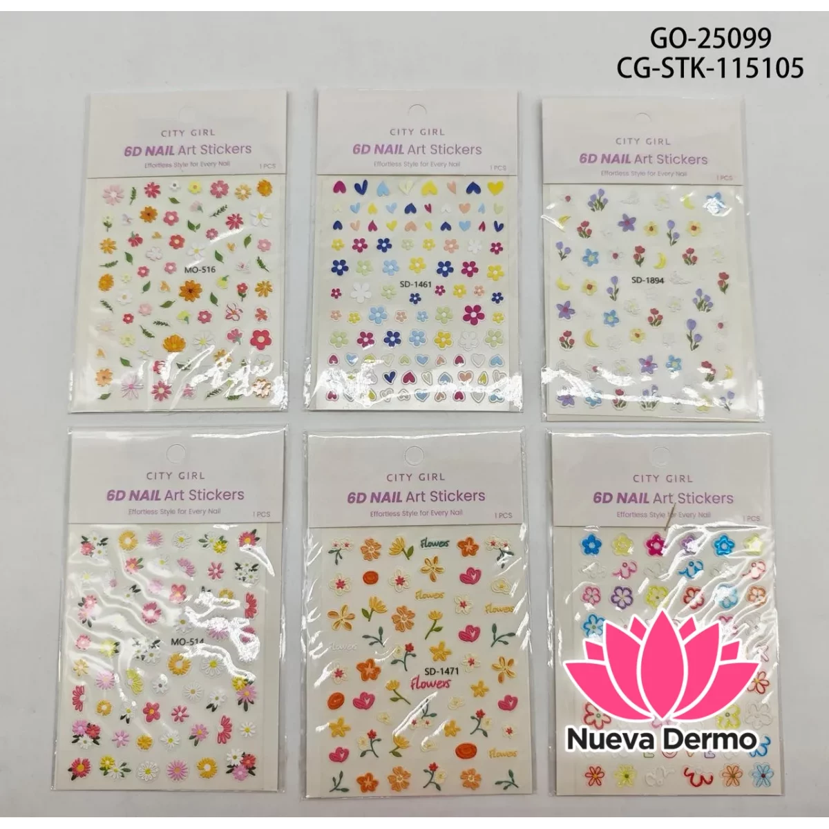 STICKERS DE FLORES PARA UÑAS x12
