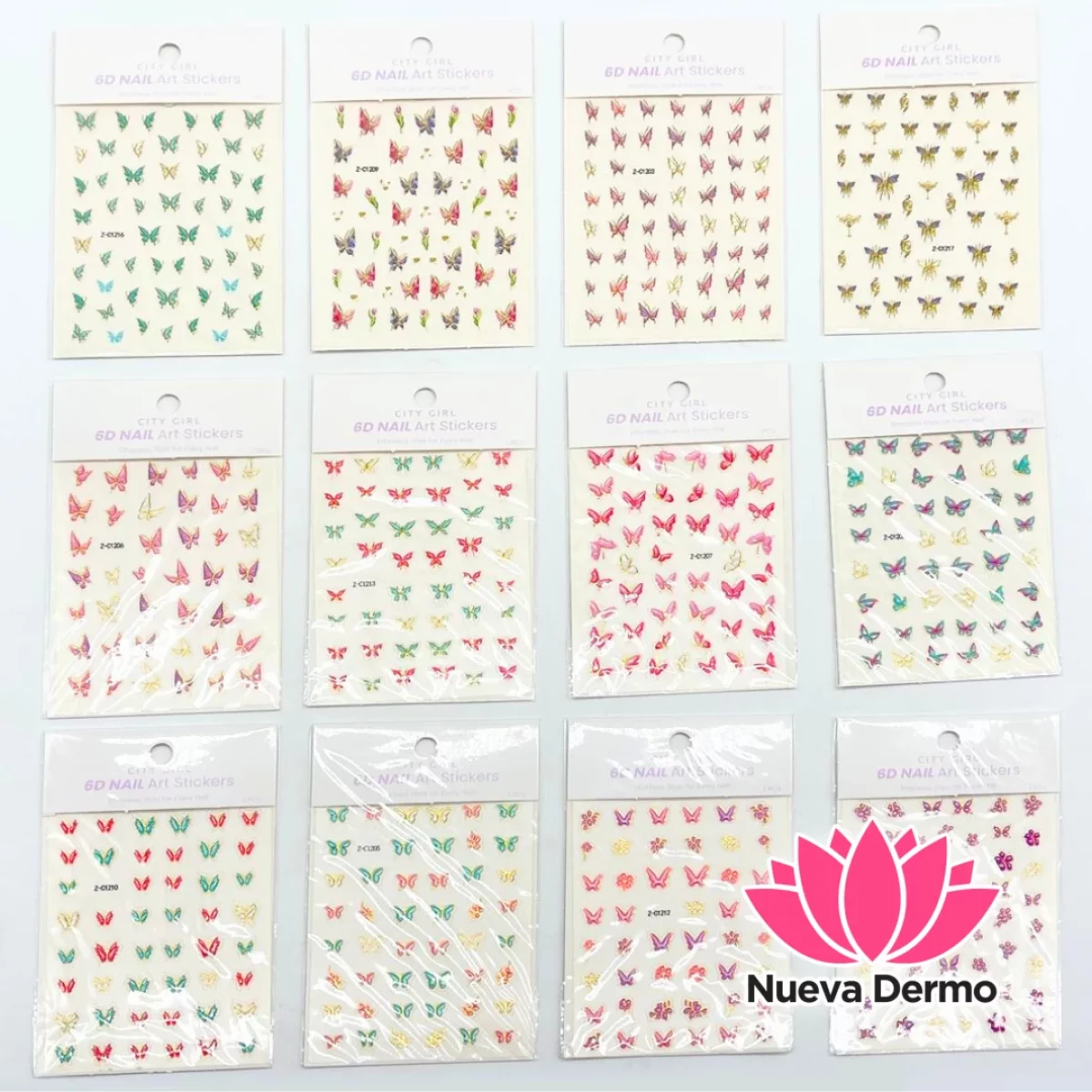 STICKERS MARIPOSAS – PAQUETE 12 UNIDADES – CITY GIRL