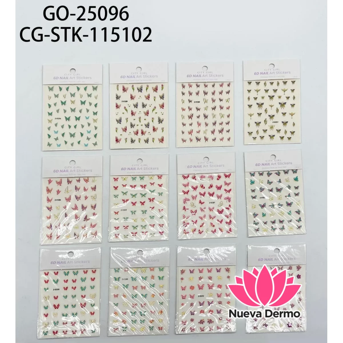 STICKERS PARA UÑAS DE MARIPOSAS x12