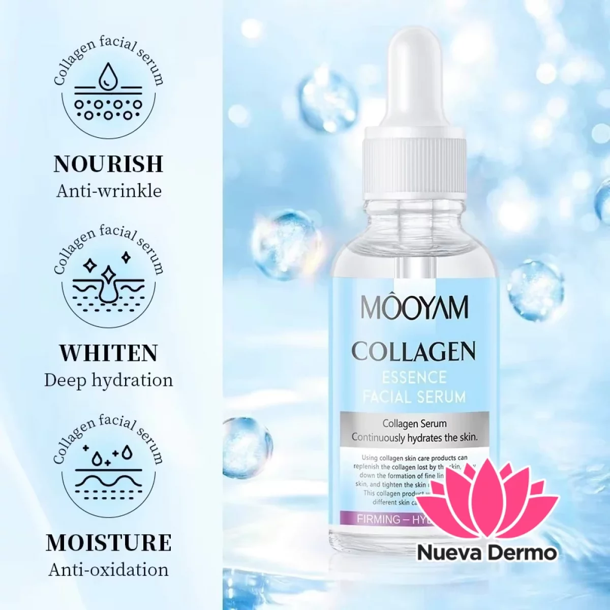 Suero facial Hidratante Suavizante Cuidado de la piel facial 30ml MOOYAM Colágeno Suero facial
