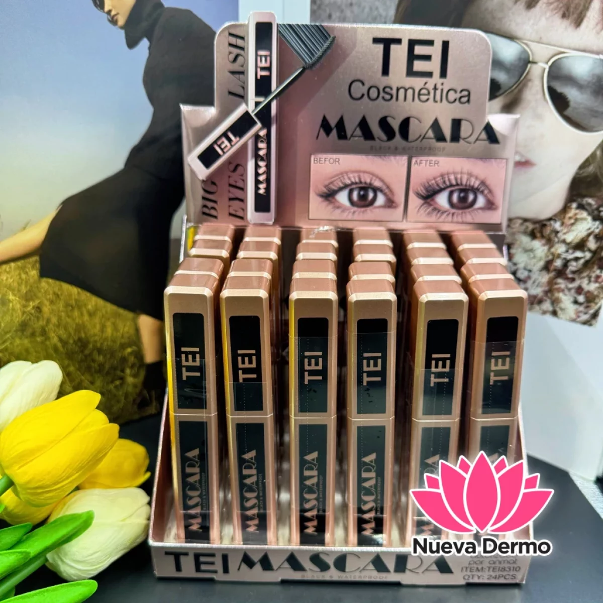 TEI mascara negra tapa dorada TEI8310 POR UNIDAD（1U）