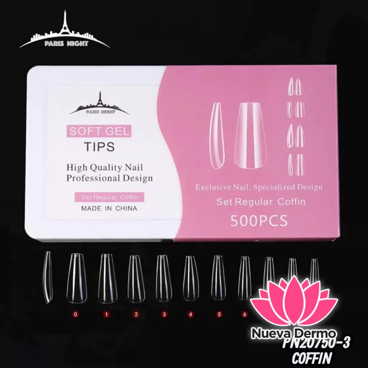 TIP SOFT GEL COFFIN X500 EN CAJA TRANSPARENTE PARIS NIGHT CD: PN20750-3