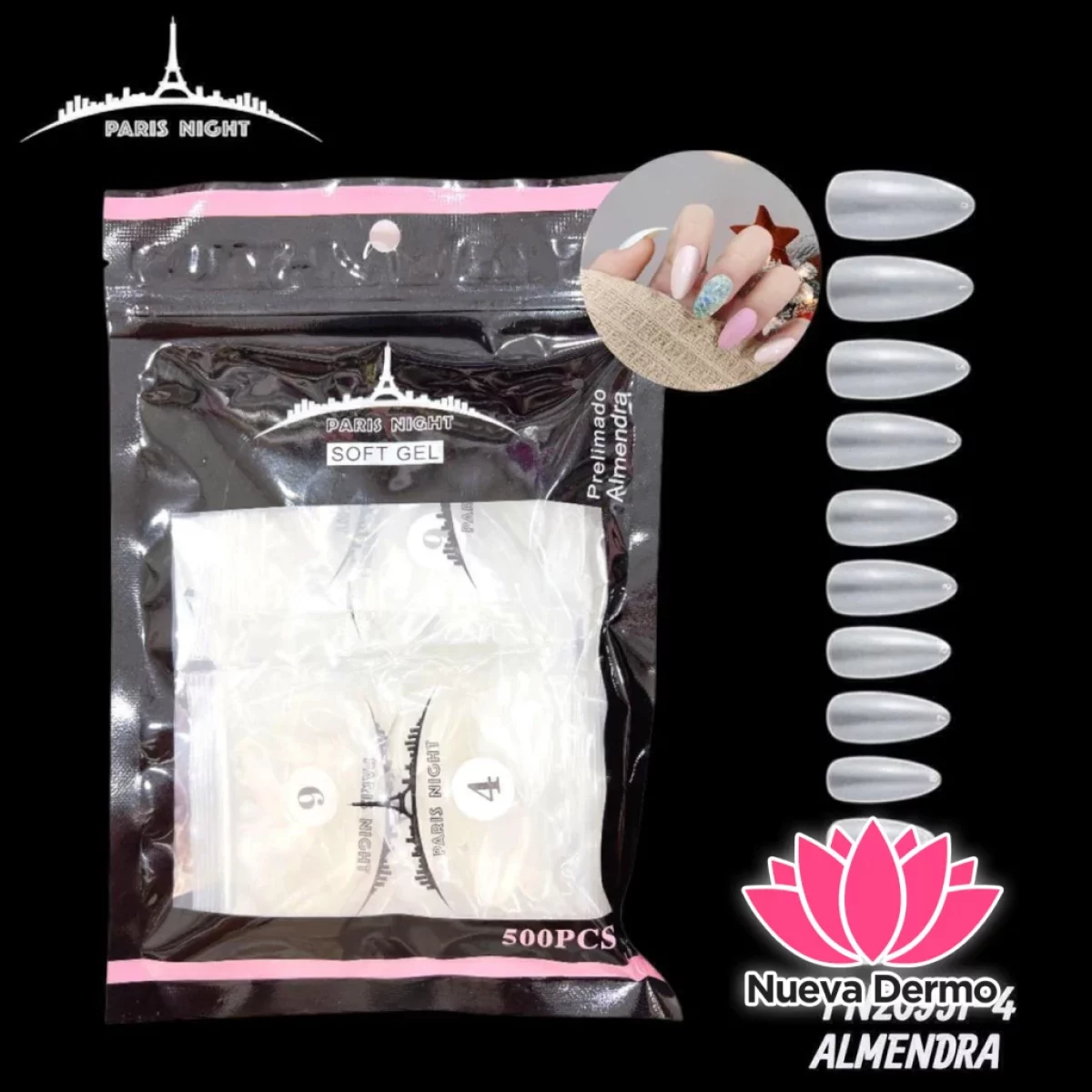 TIPS ALMENDRA X500PCS PARIS NIGHT CD: PN20951-4