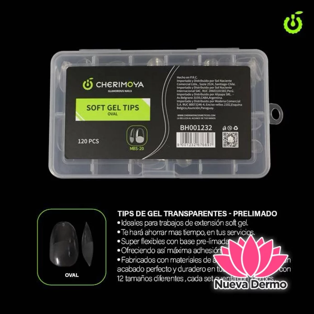 Tips Cherimoya 120pc prelimadas oval corto BH001232