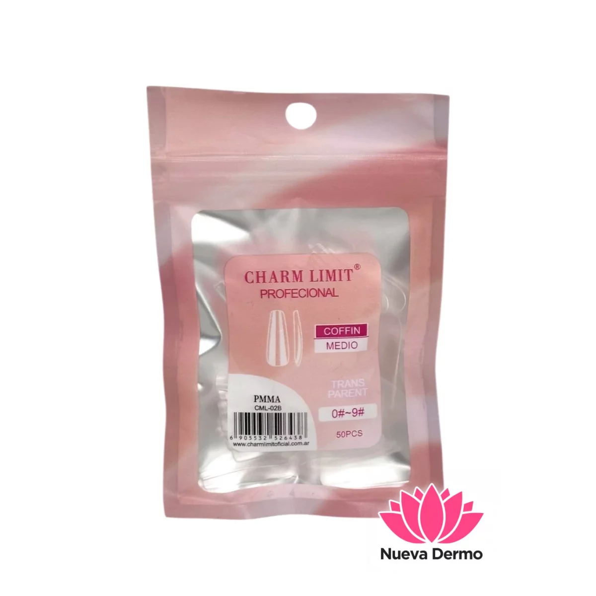 Tips press on soft gel Coffin medio 50u...