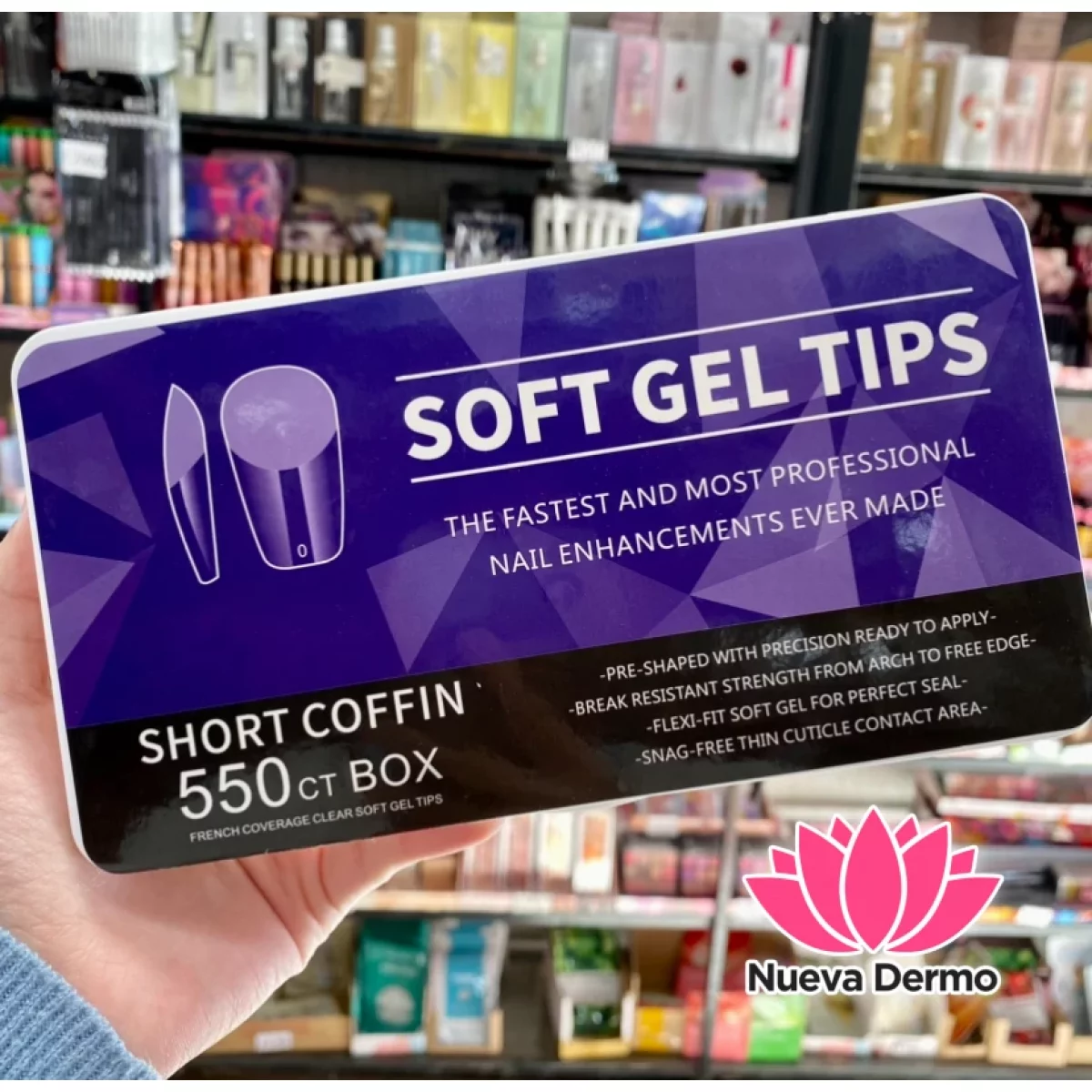 Tips soft gel 550pc prelimados Coffin corto