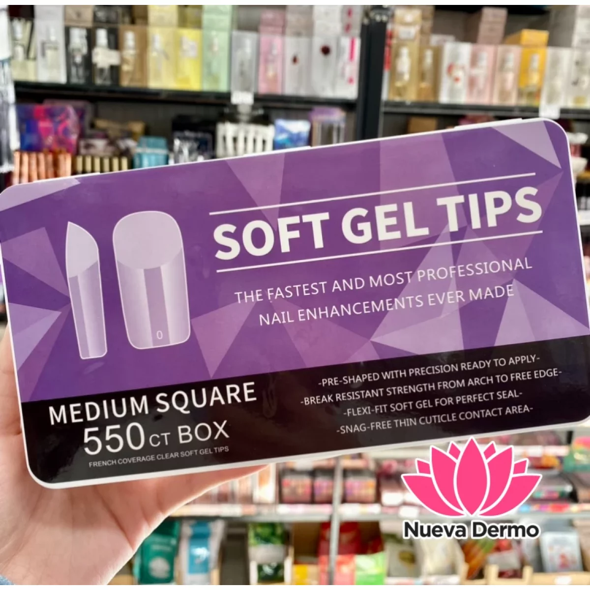 Tips soft gel 550pc prelimados Cuadrado