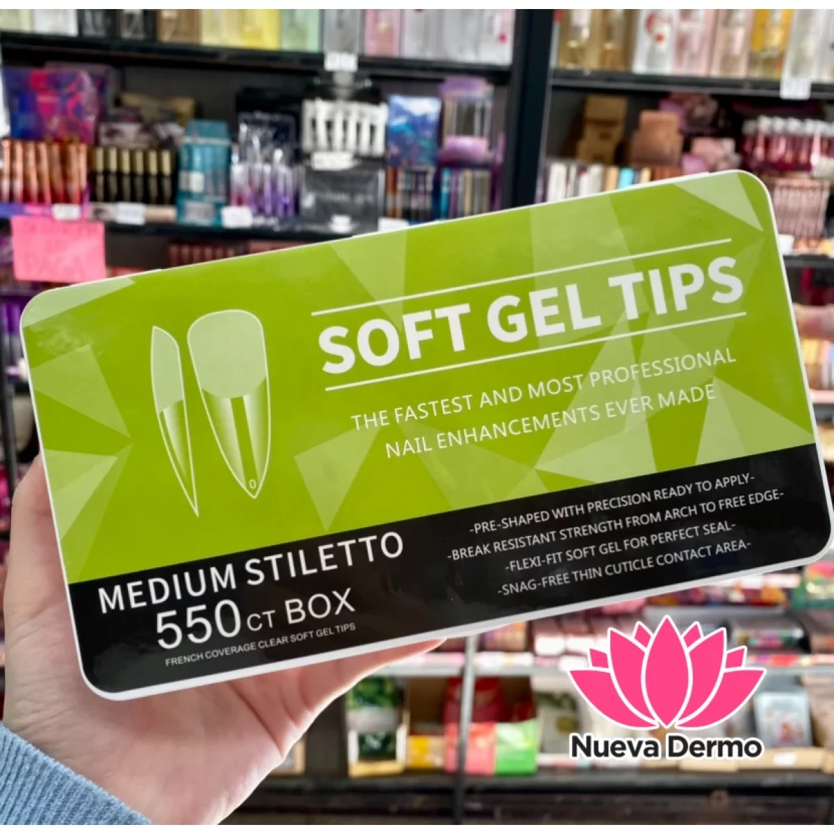 Tips soft gel 550pc prelimados Stiletto