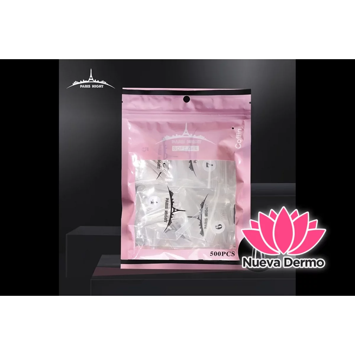 TIPS SOFT GEL COFFIN *500 EN BOLSA TRANSPARENTE 20751-3