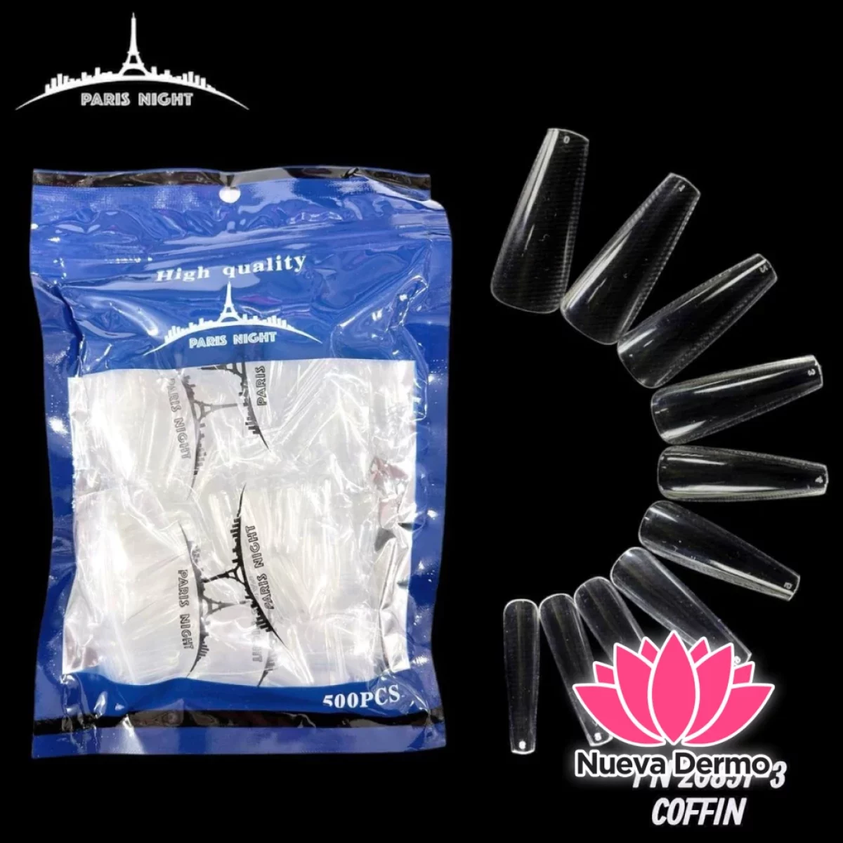 TIPS SOFT GEL COFFIN PAQUETIDO SURTIDO X500 PARIS NIGHT CD: PN20851-3