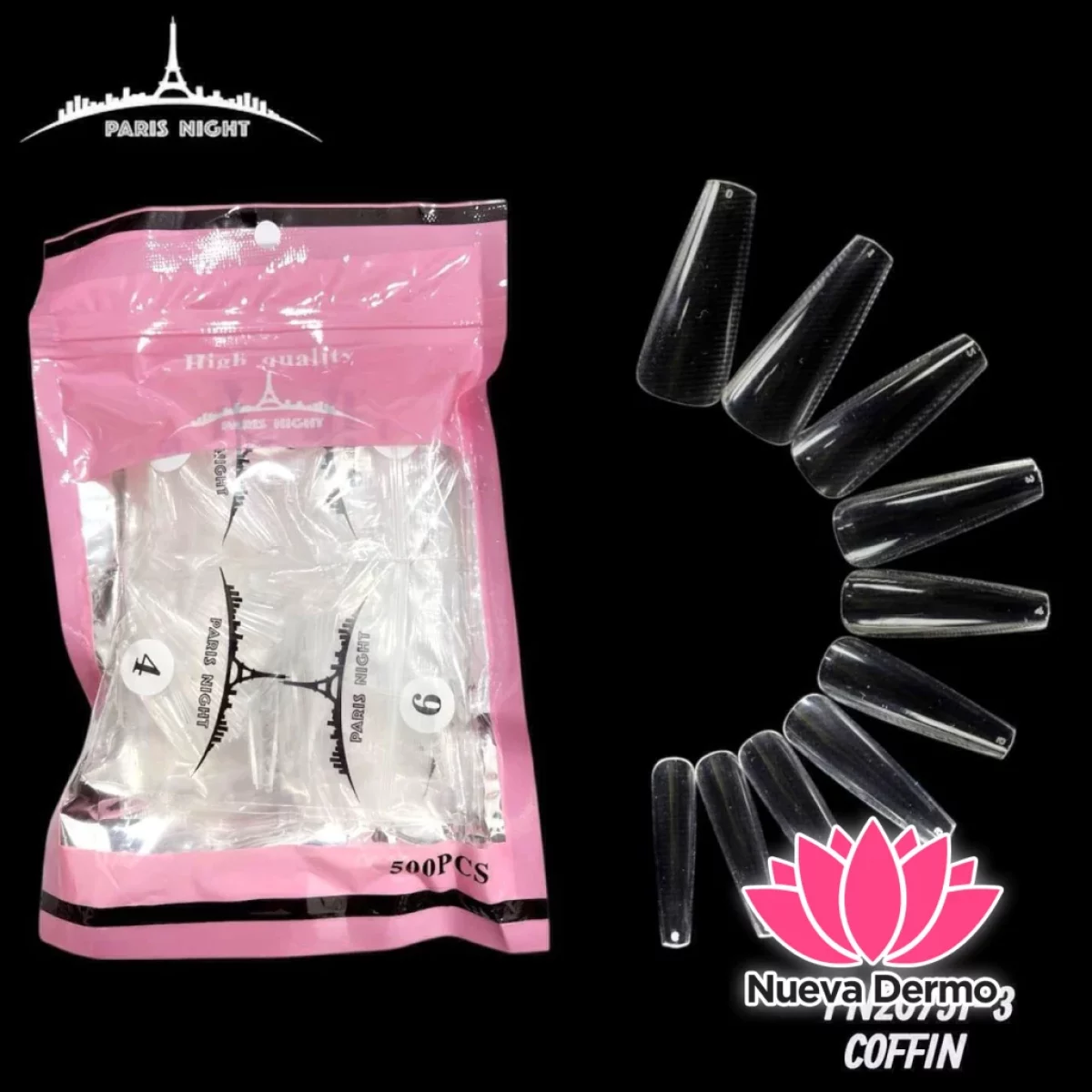 TIPS SOFT GEL COFFIN X500 EN BOLSA TRANSPARENTE PARIS NIGHT CD: PN20751-3