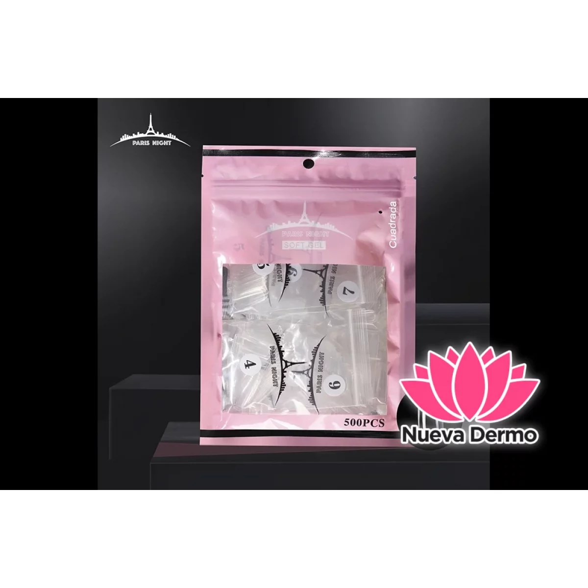 TIPS SOFT GEL CUADRADA *500 EN BOLSA TRANSPARENTE 20751-1